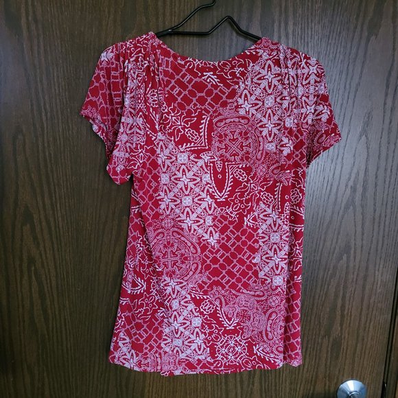 Style & Co. Red White Bandana Top Size Medium - Picture 13 of 16